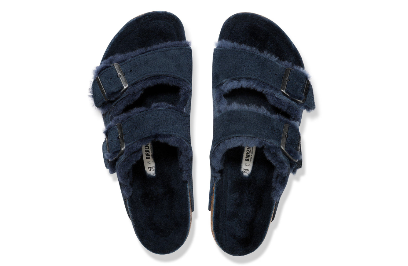 Birkenstock Arizona Shearling Suede Leather New Navy