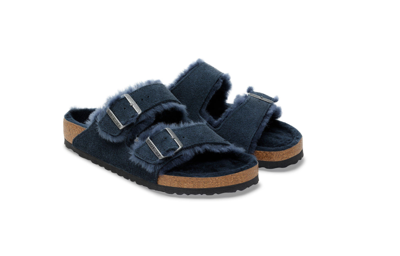 Birkenstock Arizona Shearling Suede Leather New Navy