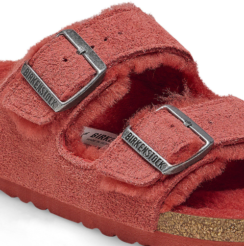 Birkenstock Arizona Shearling Suede Leather Sienna Red