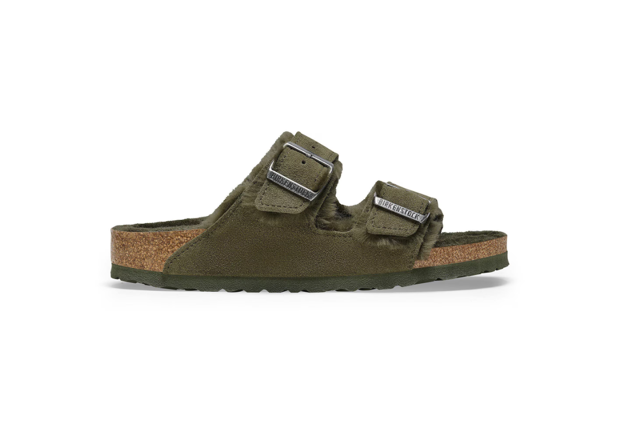 Birkenstock Arizona Shearling Suede Leather Thyme