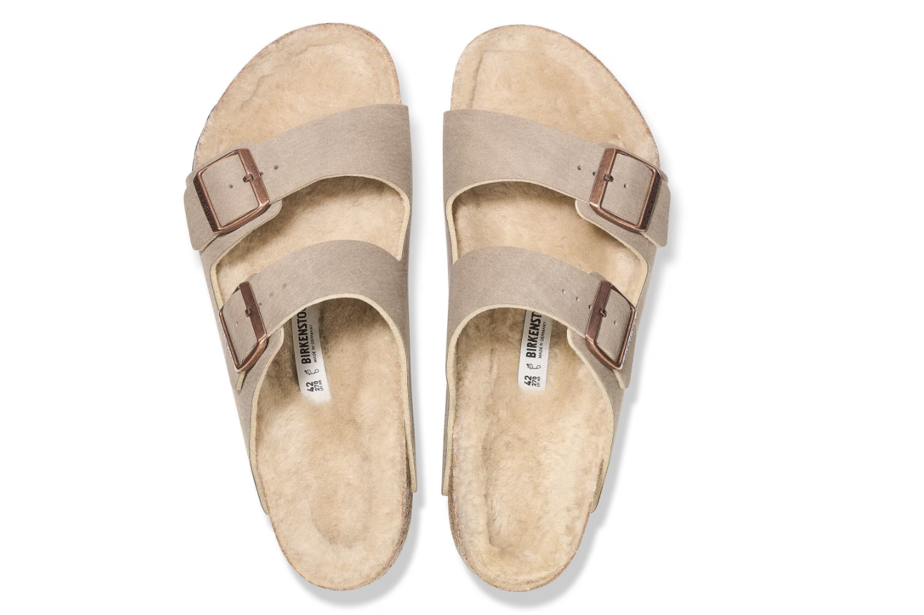 Birkenstock Arizona Shearling Synthetics Desert Dust Gray Taupe