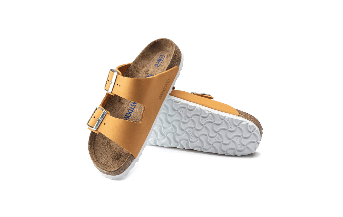 Birkenstock Arizona Soft Footbed Nubuck Leather Apricot Sandals - Apricot, Narrow
