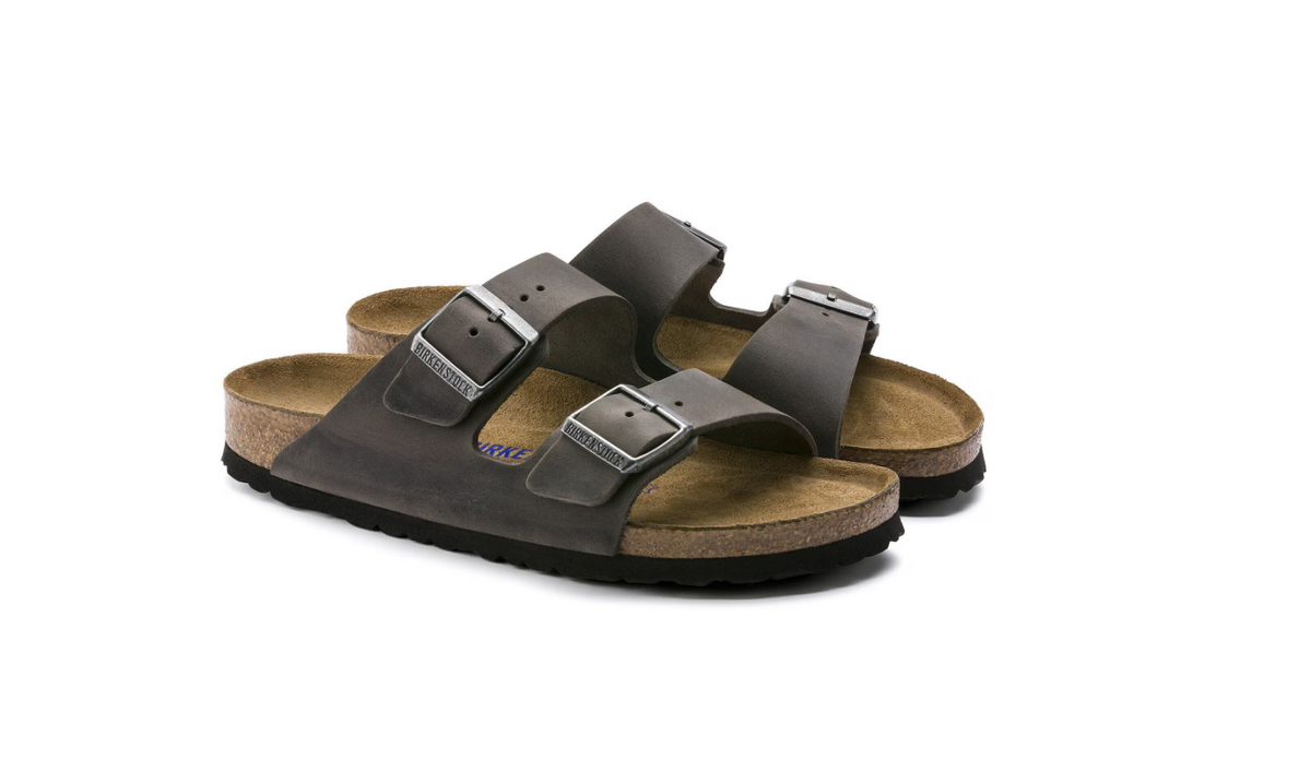 Birkenstock Arizona Soft Footbed Oiled Leather Iron Sandals
