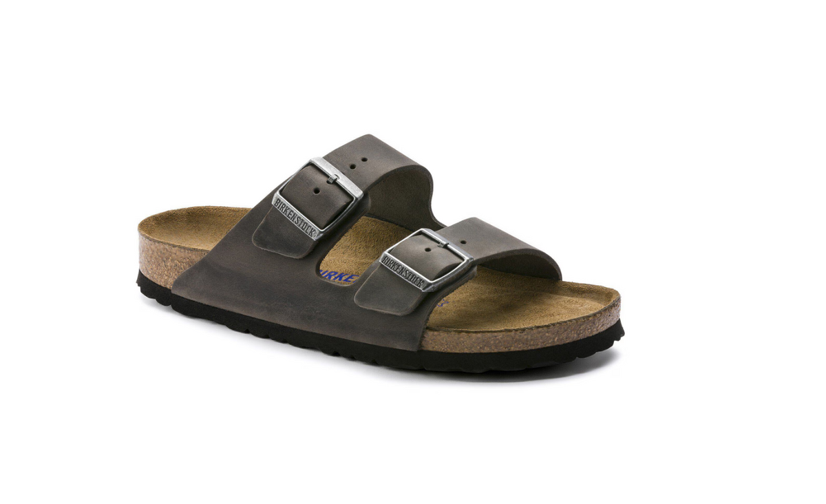 Birkenstock Arizona Soft Footbed Oiled Leather Iron Sandals