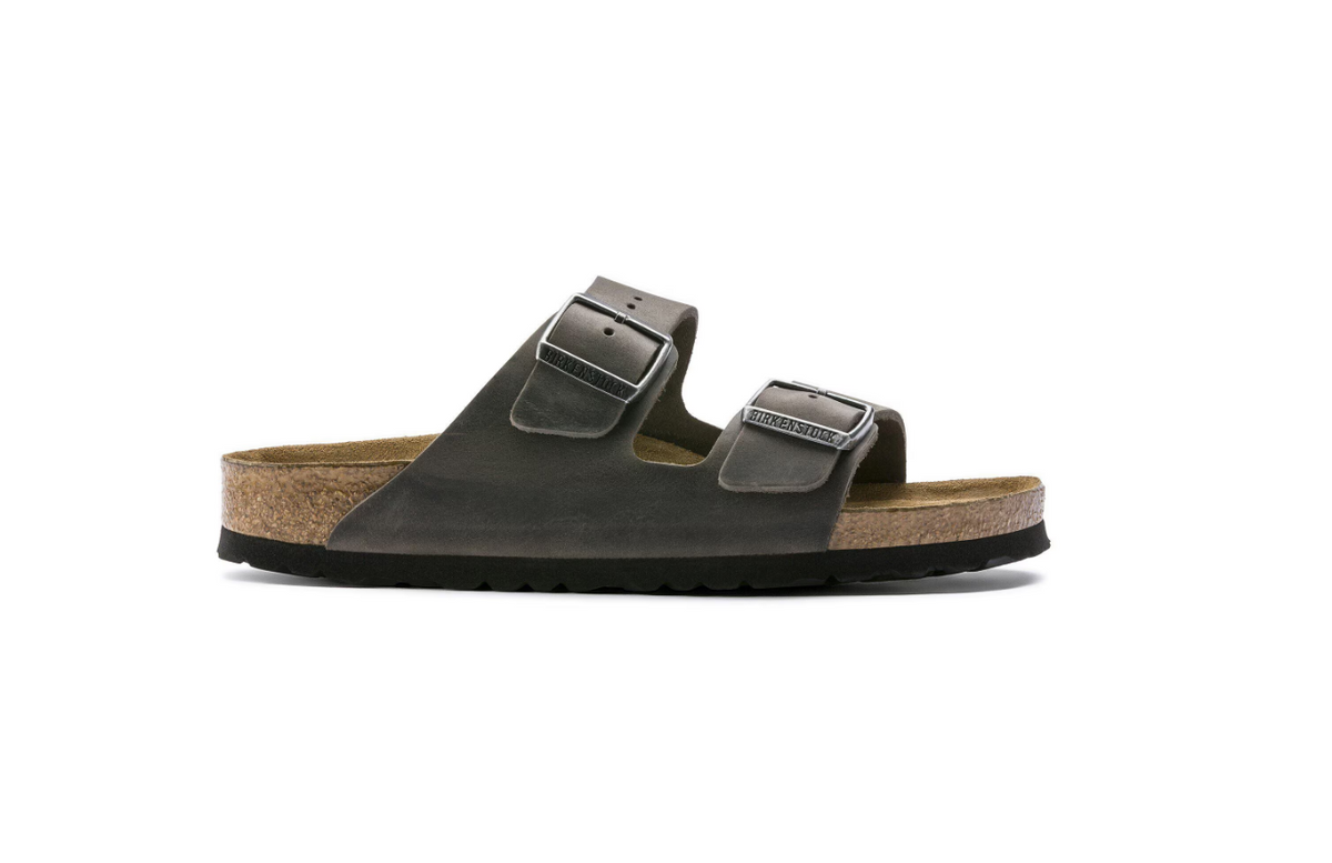 Birkenstock Arizona Soft Footbed Oiled Leather Iron Sandals