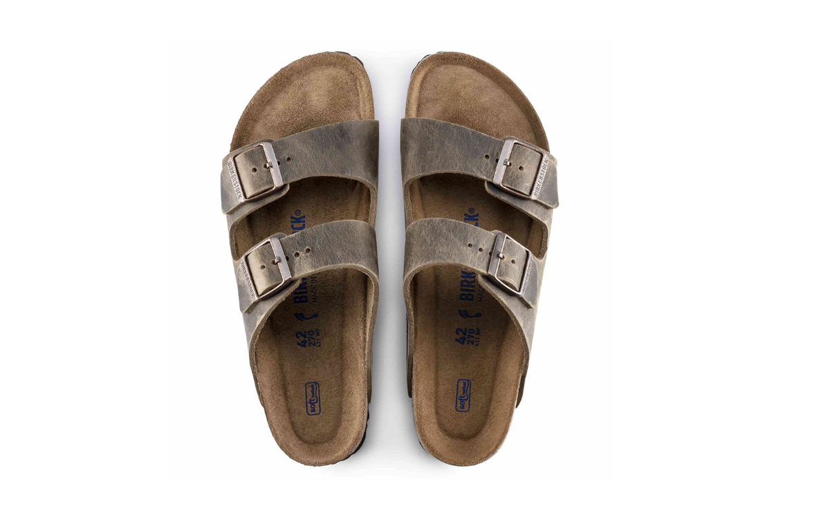 Birkenstock Arizona Soft Footbed Oiled Leather Sandals Mud - Green, Narrow