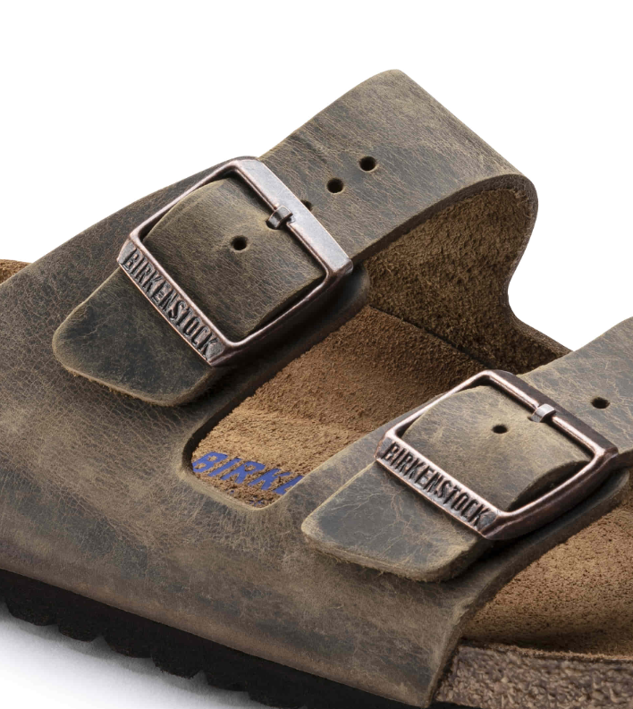 Birkenstock Arizona Soft Footbed Oiled Leather Sandals Mud - Green, Narrow
