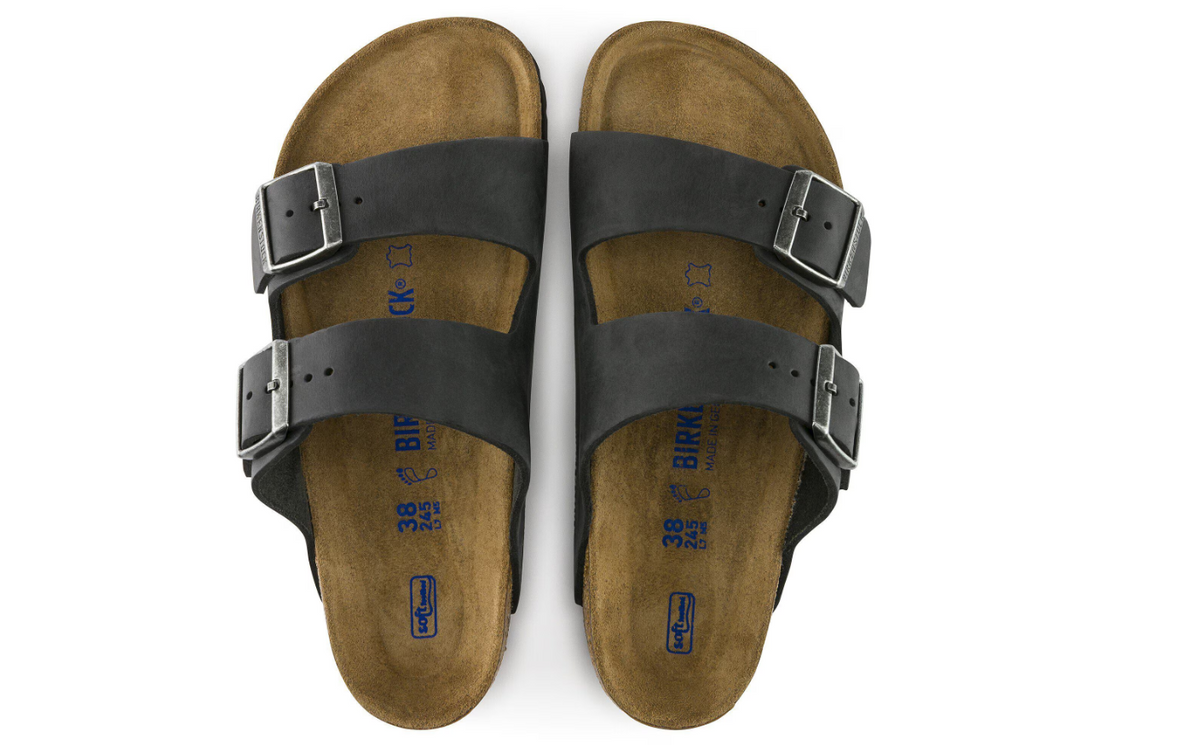 Birkenstock Arizona Soft Footbed Oiled Leather Sandals - Black, Narrow