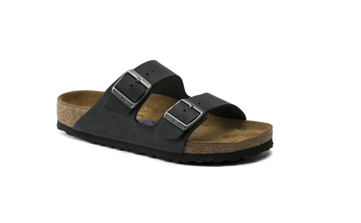 Birkenstock Arizona Soft Footbed Oiled Leather Sandals - Black, Narrow