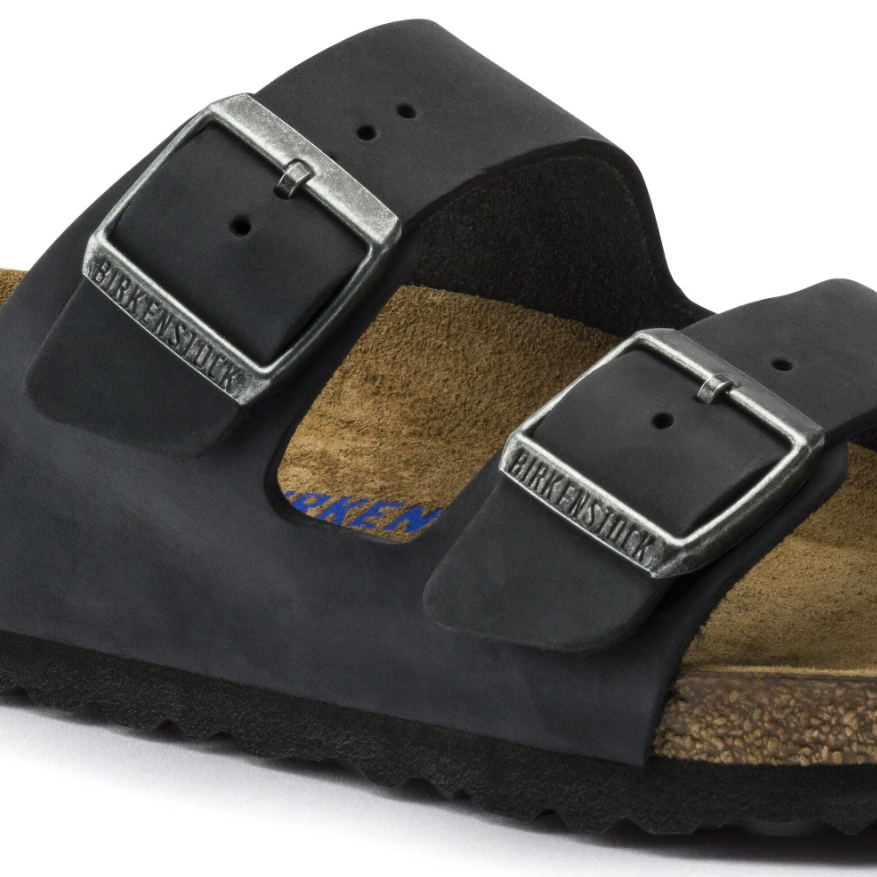 Birkenstock Arizona Soft Footbed Oiled Leather Sandals - Black, Narrow