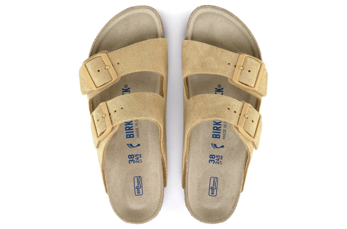 Birkenstock Arizona Soft Footbed Suede Leather - Cream, Narrow
