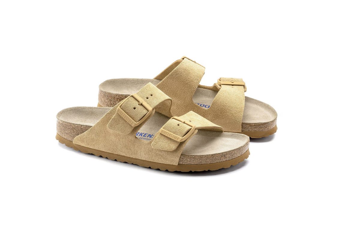 Birkenstock Arizona Soft Footbed Suede Leather - Cream, Narrow