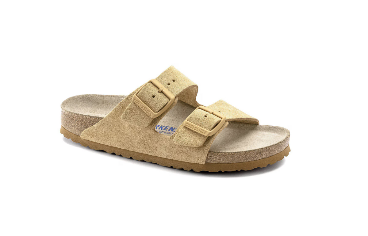 Birkenstock Arizona Soft Footbed Suede Leather - Cream, Narrow