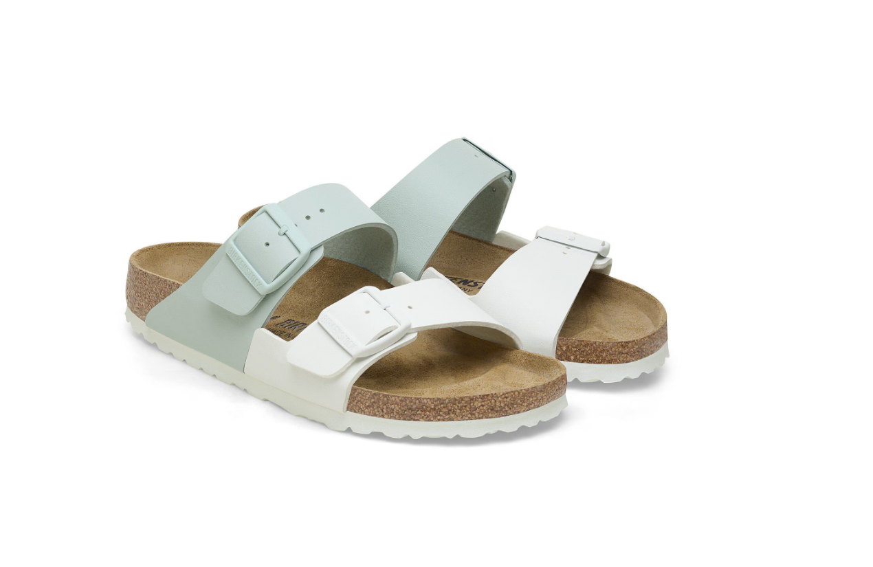 Birkenstock Arizona Split Birko-Flor White Surf Green Sandals