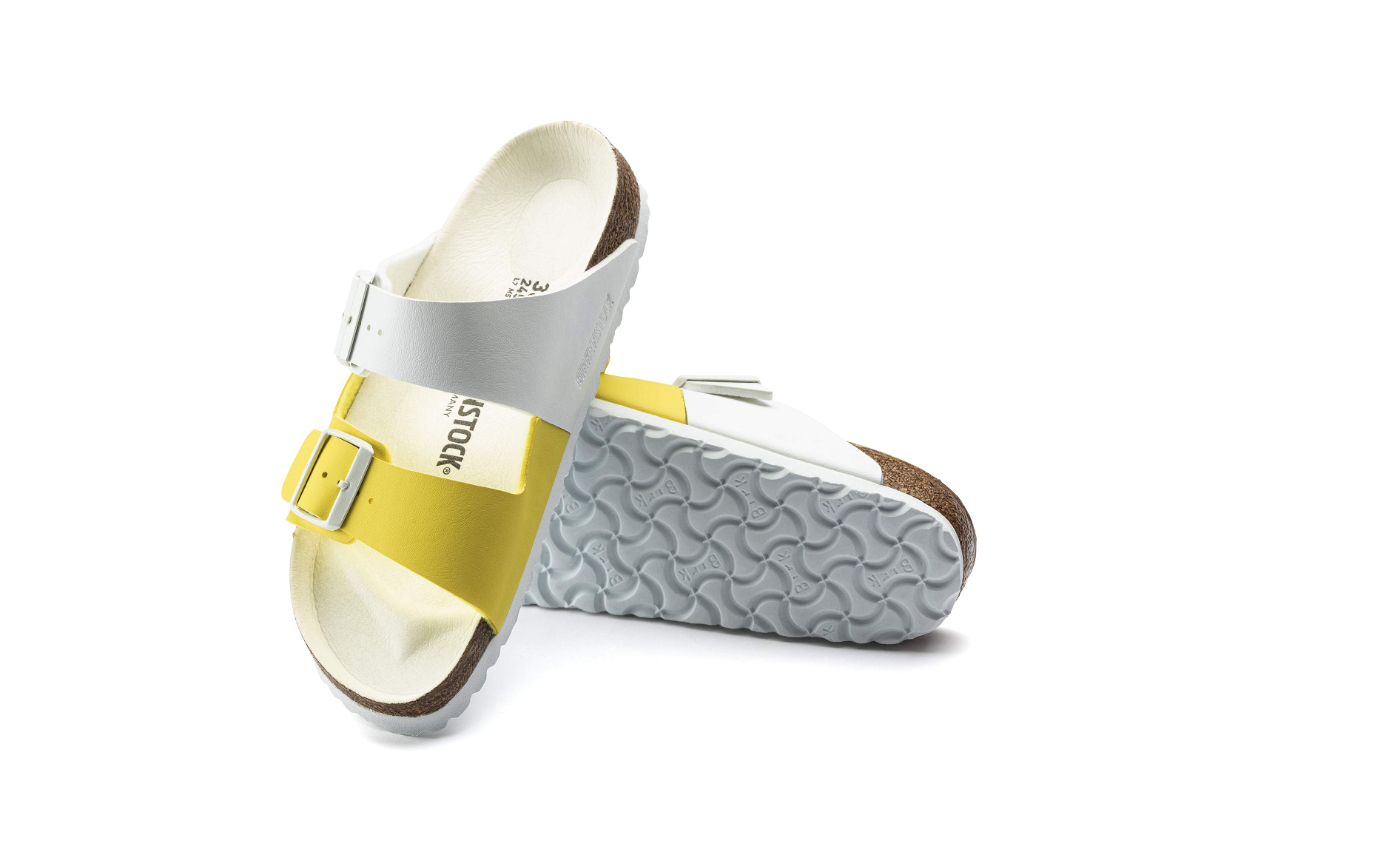 Birkenstock Arizona Split Birko-Flor White/Lime Sour Sandals