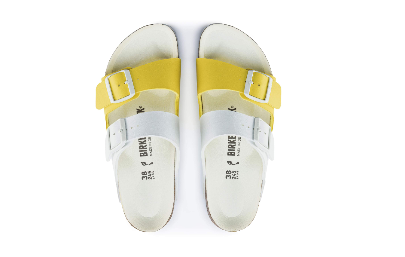 Birkenstock Arizona Split Birko-Flor White/Lime Sour Sandals