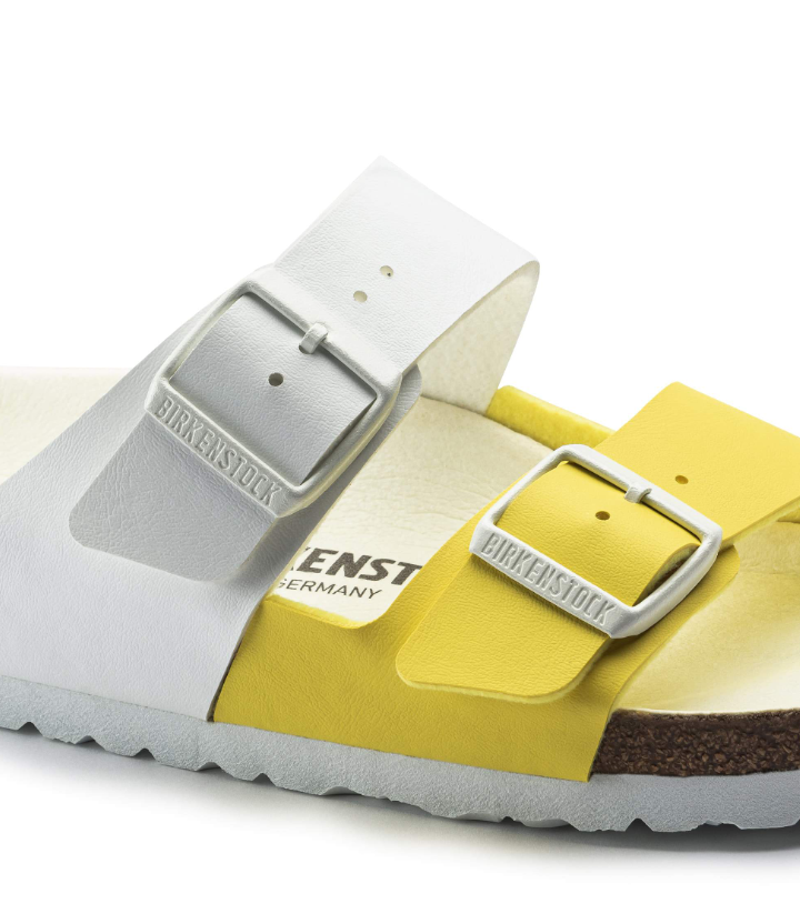 Birkenstock Arizona Split Birko-Flor White/Lime Sour Sandals