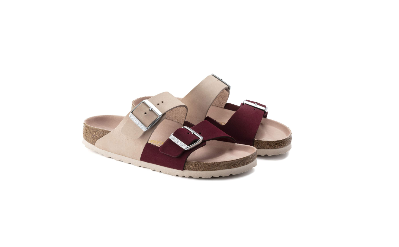 Birkenstock Arizona Split Nubuck Leather Red Maroon Sandals