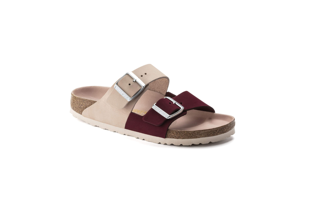Birkenstock Arizona Split Nubuck Leather Red Maroon Sandals