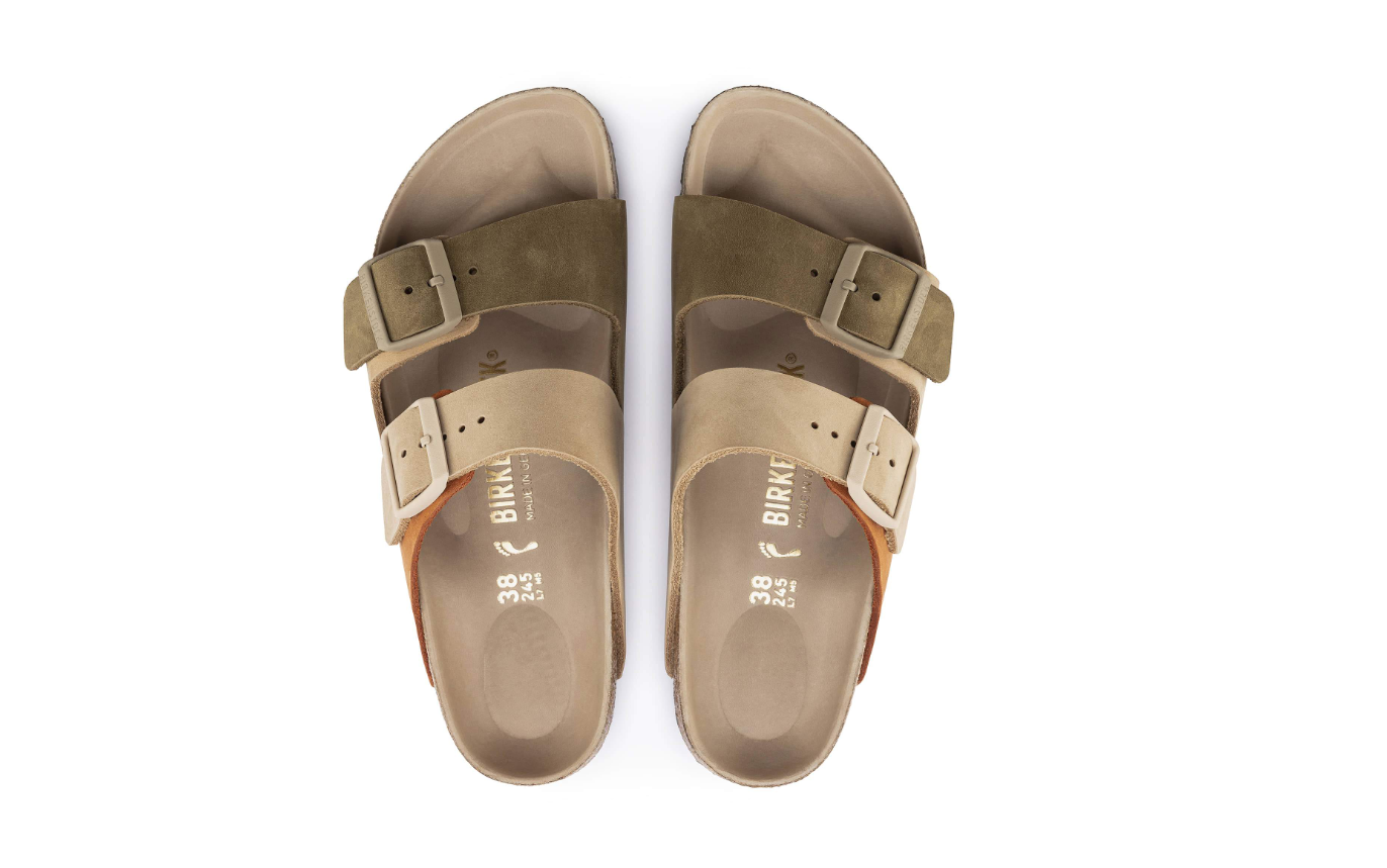 Birkenstock Arizona Split Nubuck Leather Sandcastle Faded Khaki Sandal
