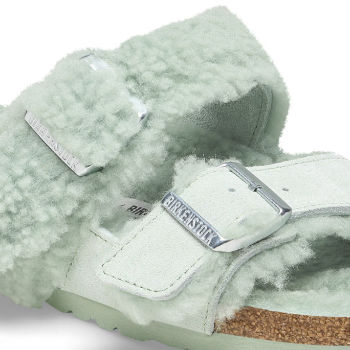 Birkenstock Arizona Teddy Split Suede Leather Shearling Matcha