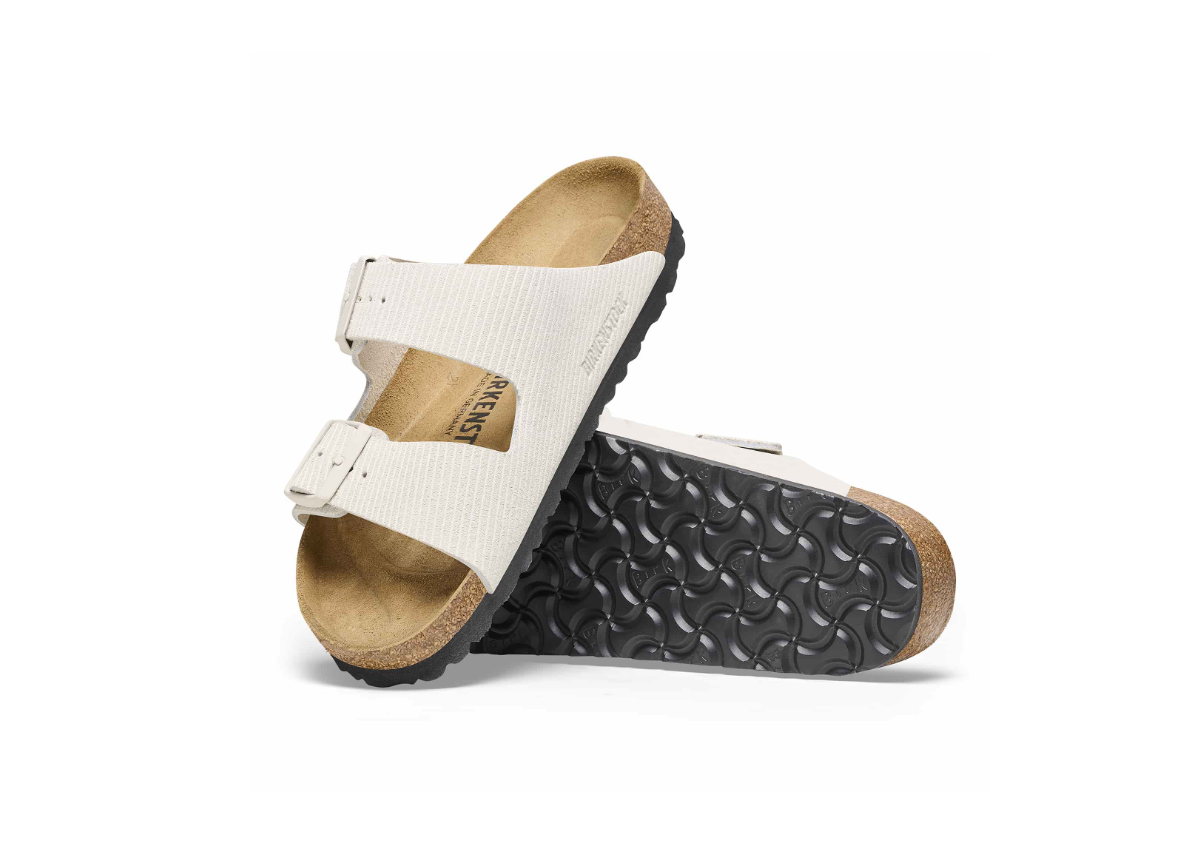 Birkenstock Arizona Suede Embossed Corduroy Antique White