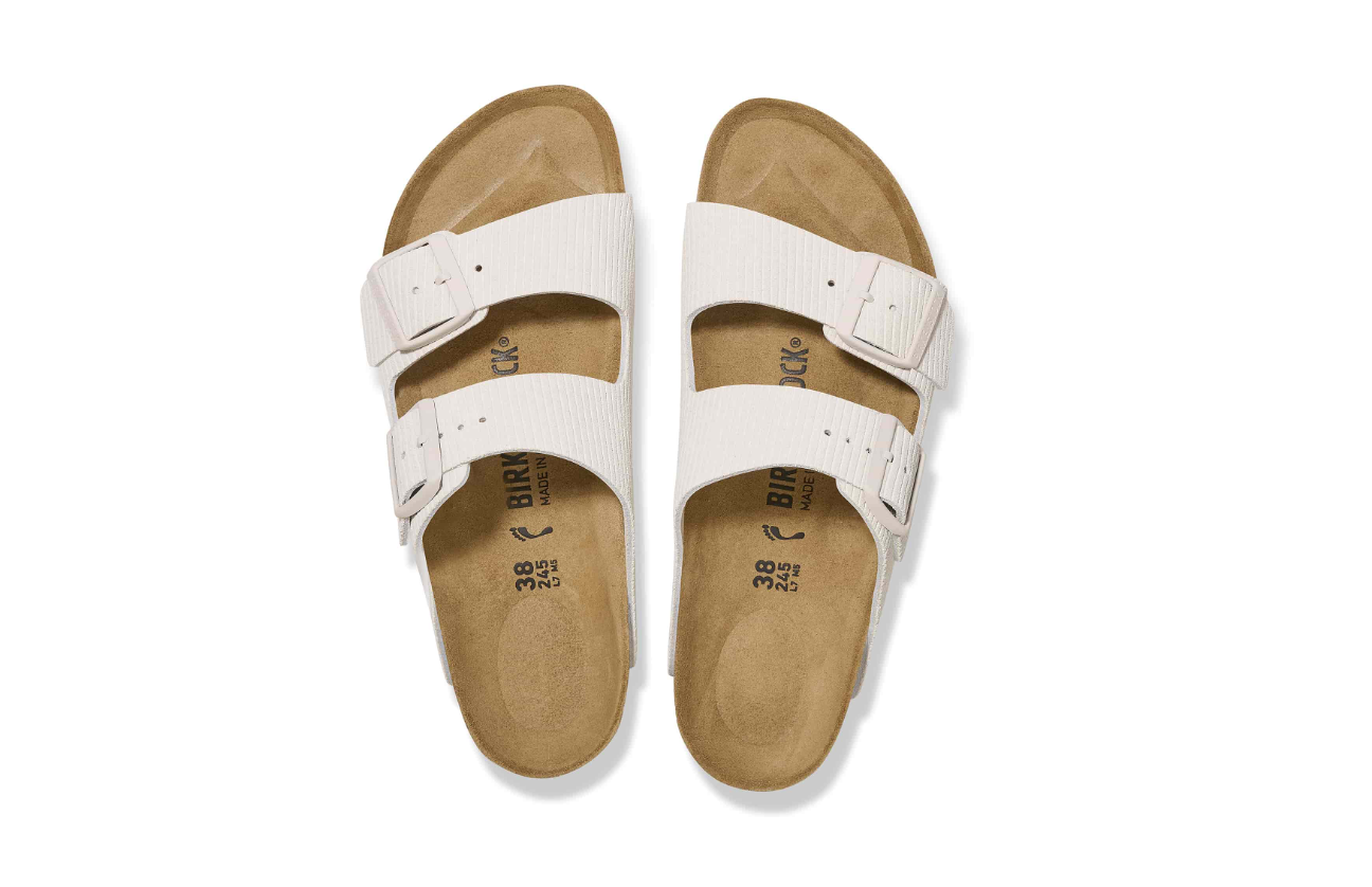 Birkenstock Arizona Suede Embossed Corduroy Antique White