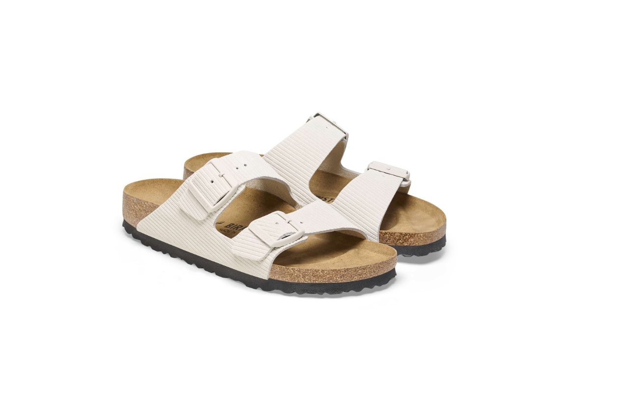 Birkenstock Arizona Suede Embossed Corduroy Antique White