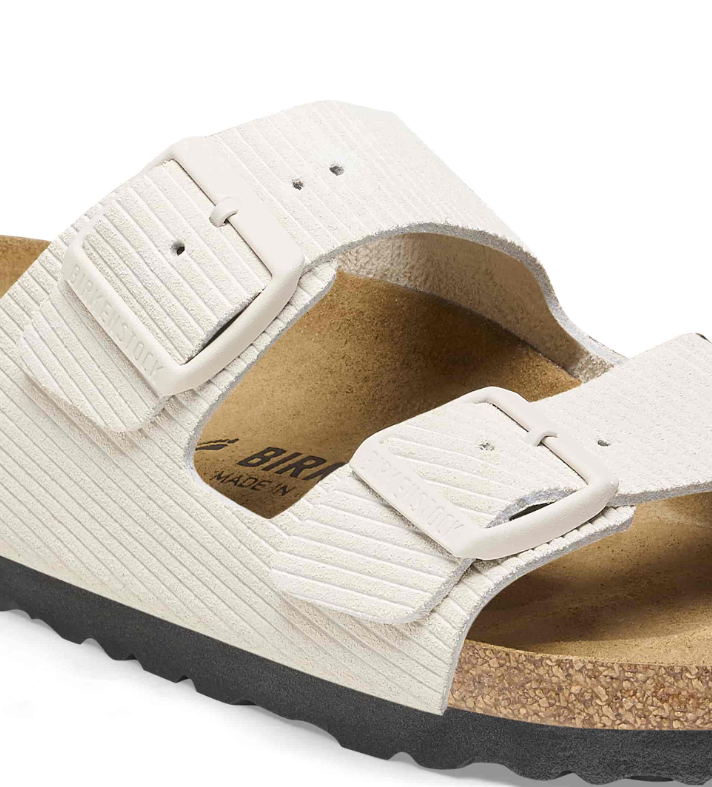Birkenstock Arizona Suede Embossed Corduroy Antique White