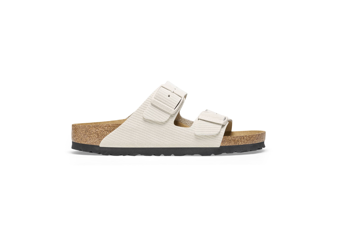 Birkenstock Arizona Suede Embossed Corduroy Antique White
