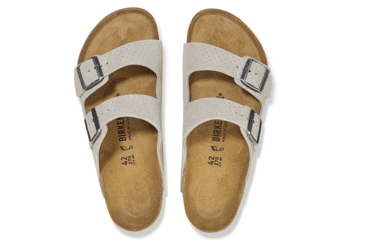 Birkenstock Arizona Suede Embossed Dotted Stone Coin Sandal - Stone Coin, Narrow