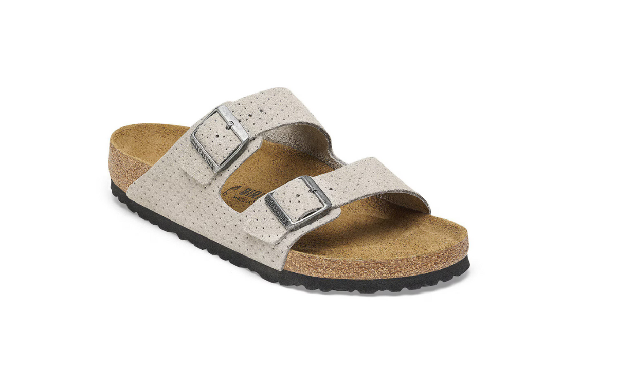 Birkenstock Arizona Suede Embossed Dotted Stone Coin Sandal - Stone Coin, Narrow