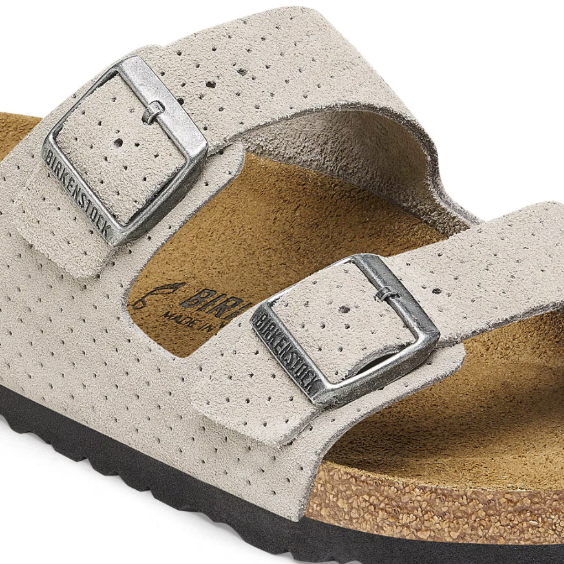 Birkenstock Arizona Suede Embossed Dotted Stone Coin Sandal - Stone Coin, Narrow