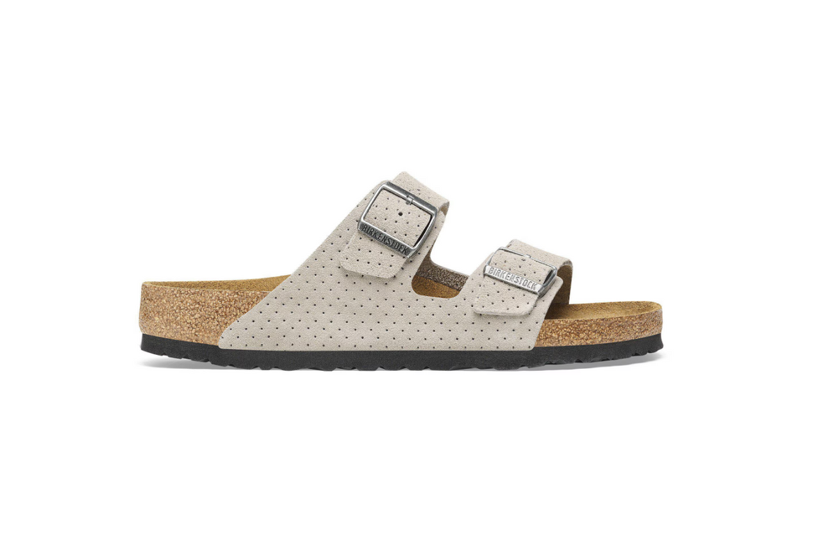 Birkenstock Arizona Suede Embossed Dotted Stone Coin Sandal - Stone Coin, Narrow