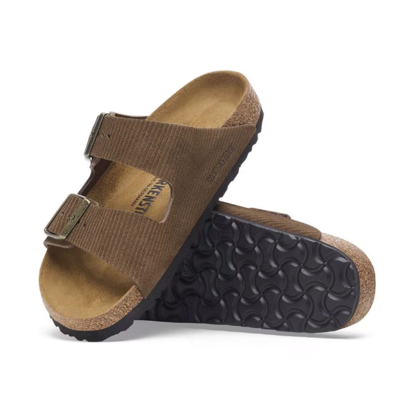 Birkenstock Arizona Embossed Suede Leather Corduroy Dark Tea