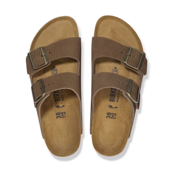 Birkenstock Arizona Embossed Suede Leather Corduroy Dark Tea