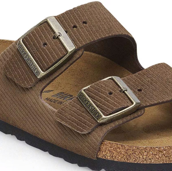 Birkenstock Arizona Embossed Suede Leather Corduroy Dark Tea