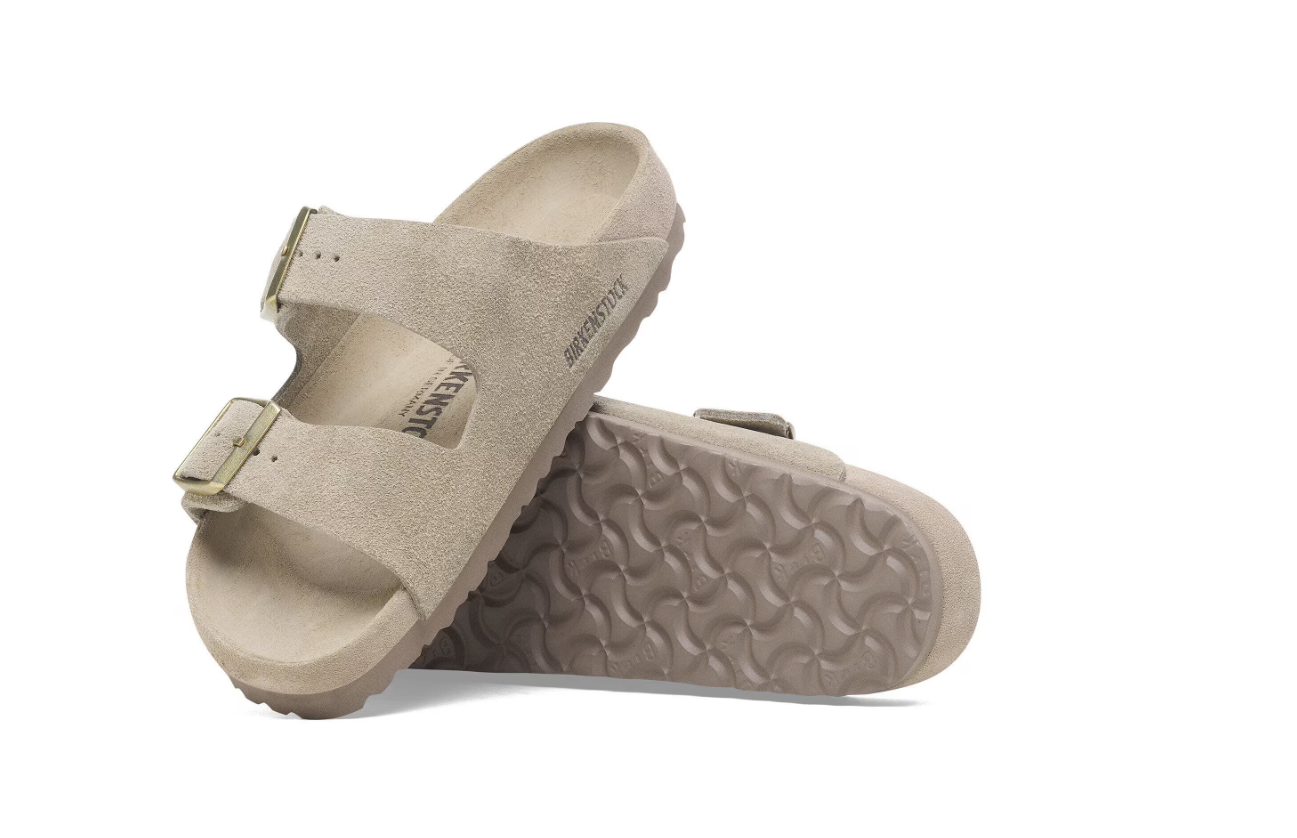Birkenstock Arizona Exquisite Suede Leather Sandals Allover Taupe