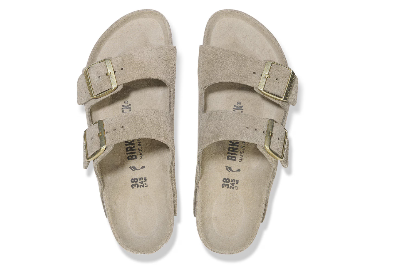 Birkenstock Arizona Exquisite Suede Leather Sandals Allover Taupe
