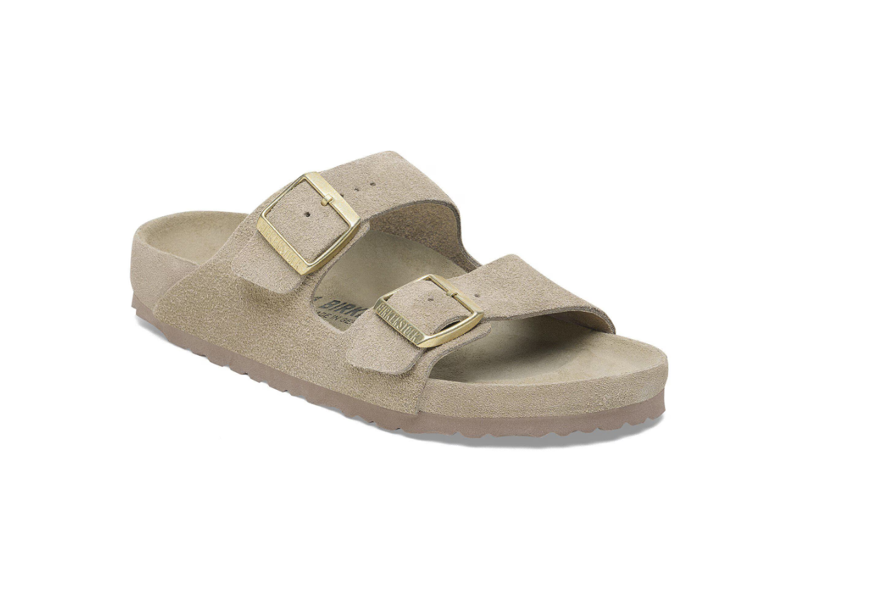 Birkenstock Arizona Exquisite Suede Leather Sandals Allover Taupe