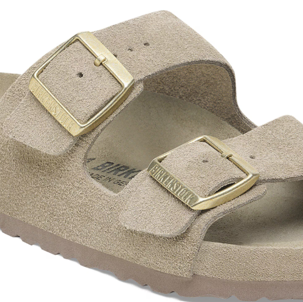 Birkenstock Arizona Exquisite Suede Leather Sandals Allover Taupe