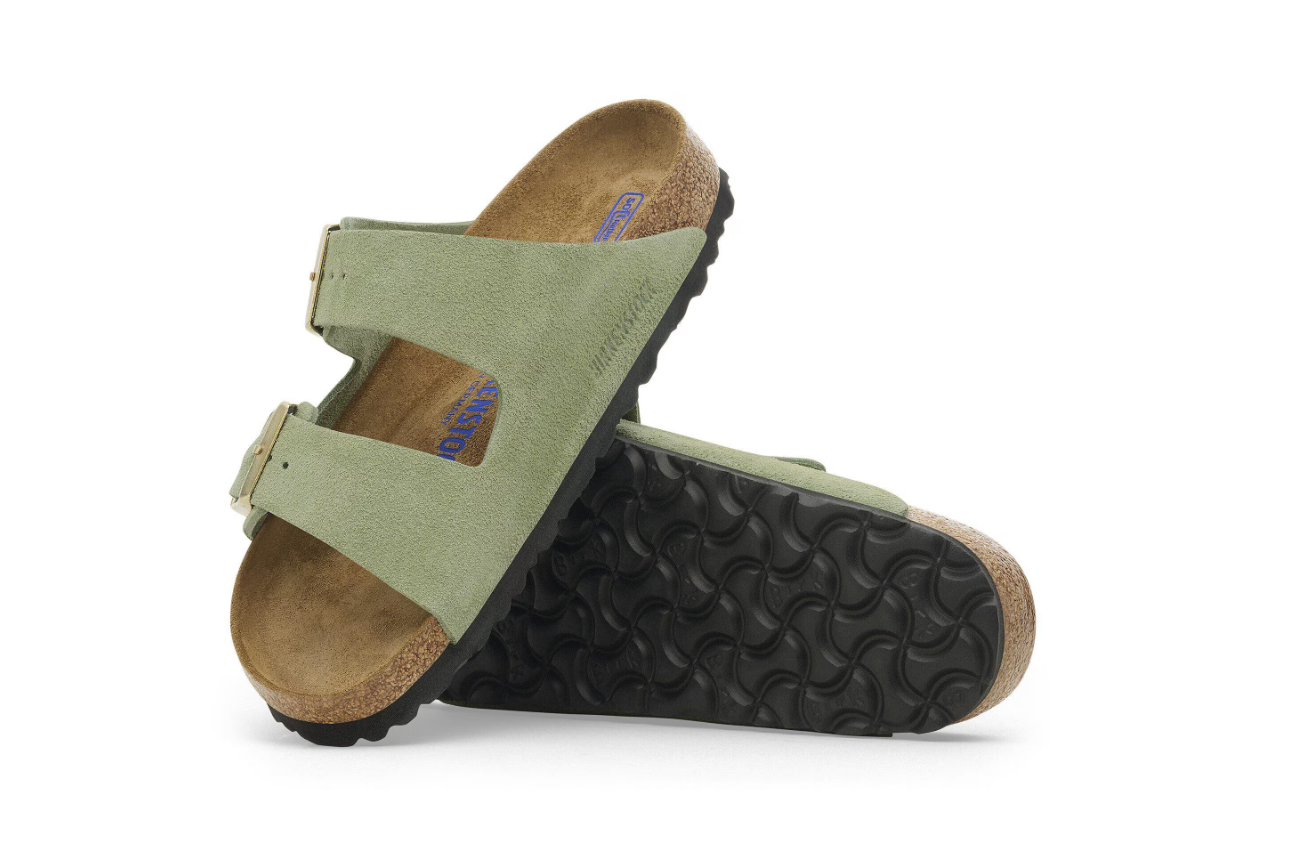 Birkenstock Arizona Soft Footbed Suede Leather Green Tea Sandals