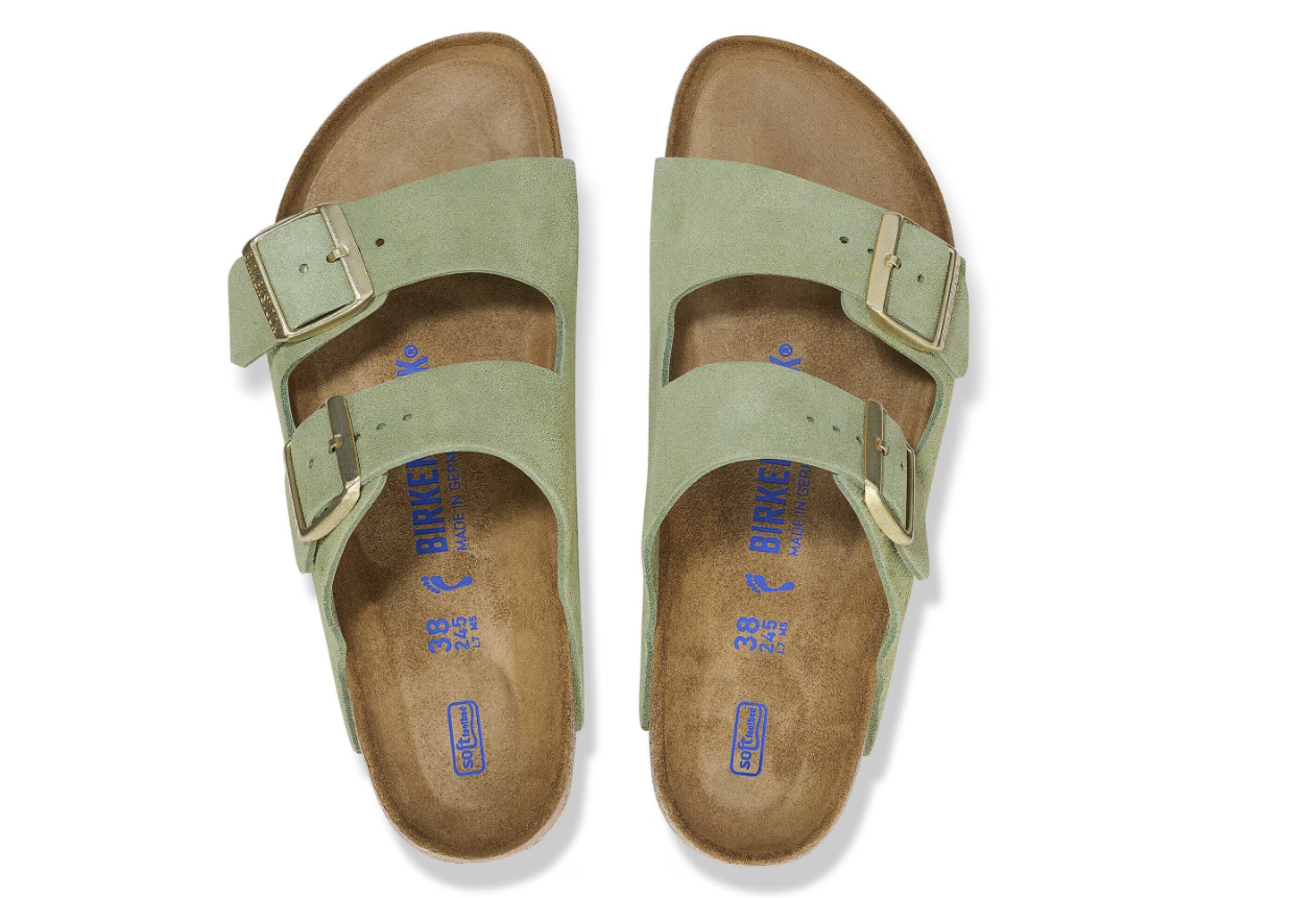 Birkenstock Arizona Soft Footbed Suede Leather Green Tea Sandals