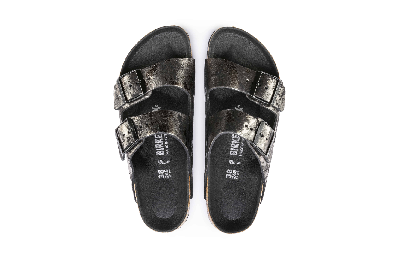 Birkenstock Arizona Suede Leather Vintage Metallic Black Sandals