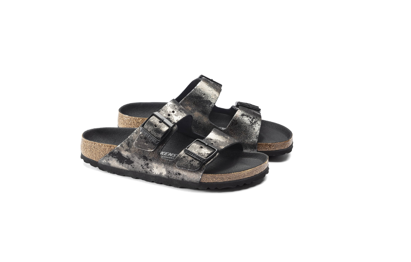 Birkenstock Arizona Suede Leather Vintage Metallic Black Sandals