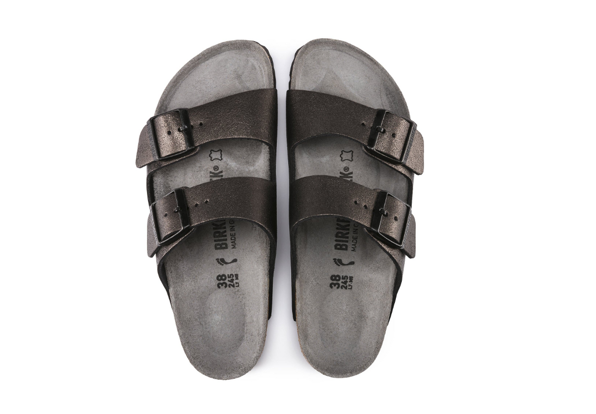 Birkenstock Arizona Suede Leather Washed Metallic Antique Black