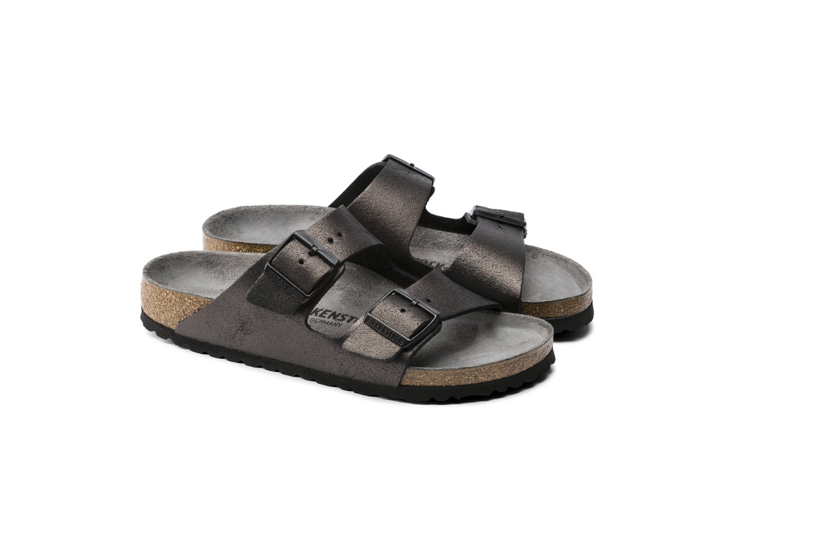 Birkenstock Arizona Suede Leather Washed Metallic Antique Black