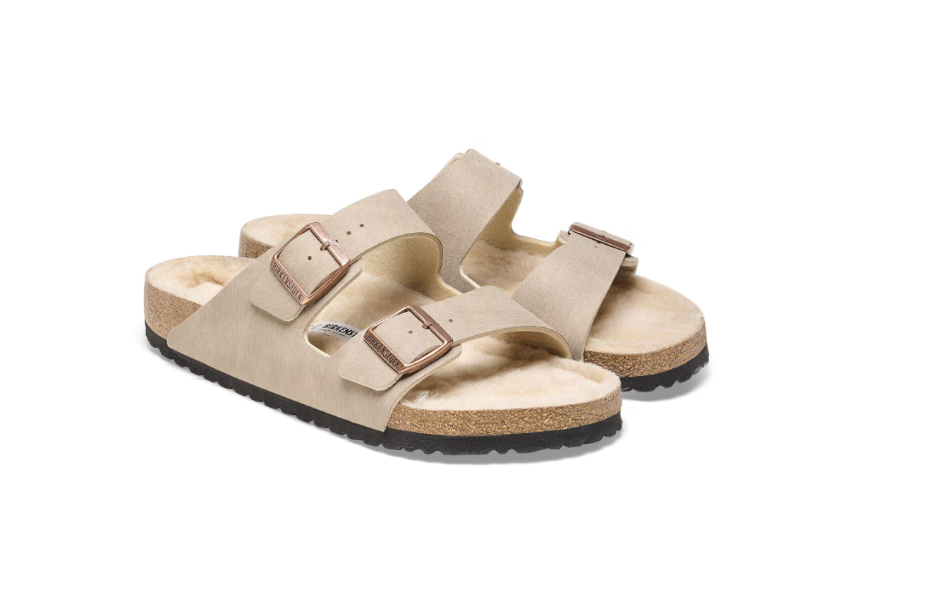 Birkenstock Arizona Shearling Synthetics Desert Dust Gray Taupe