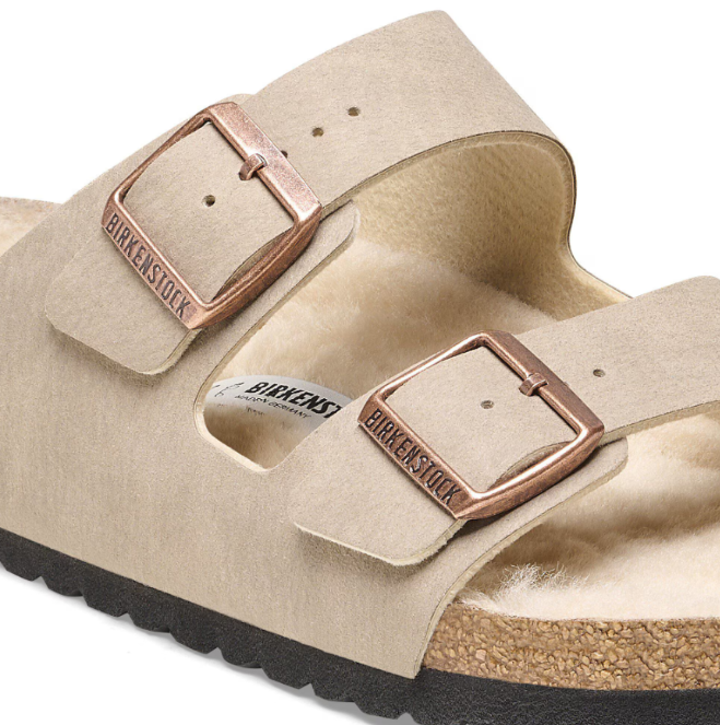 Birkenstock Arizona Shearling Synthetics Desert Dust Gray Taupe