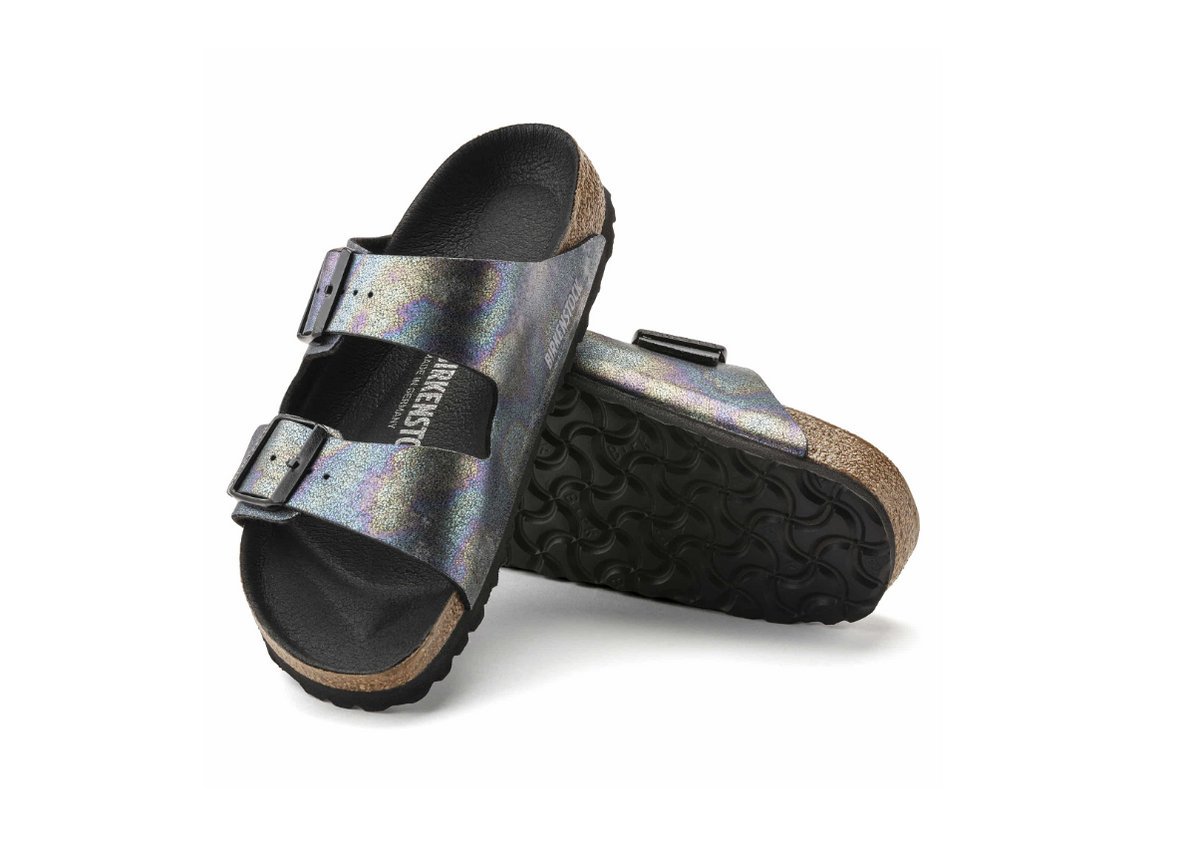 Birkenstock Arizona Vegan Microfiber Iridescent Black Sandals